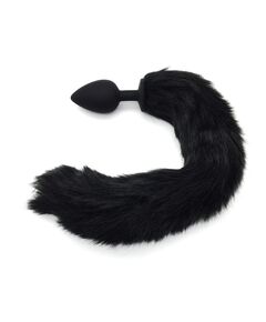 Анальная пробка силикон с чёрным хвостом, M 