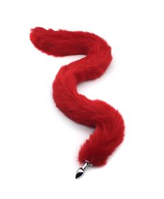 Длинный красный хвост 80см с серебряной пробкой 1,8см 