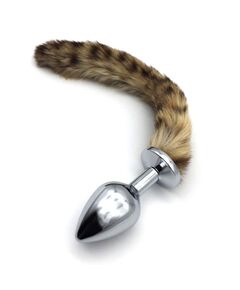Хвостик северного енота 30см натуральный мех с серебряной пробкой 3,4см 