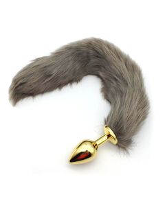 Серый хвост 40см с золотой пробкой 3,4см 