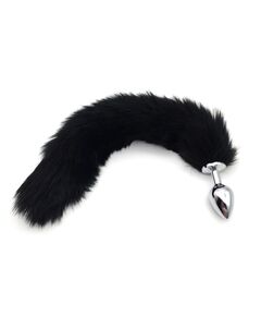 Черный хвост 40см с серебряной пробкой 3,4см 