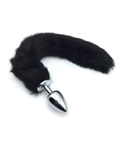 Черный хвост 40см с серебряной пробкой 4,2см 