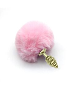 Розовый зайчий хвостик с золотой рельефной пробкой 2,8см 