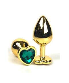 Анальная страза золото метал зеленая страза 9,6см/4,2см 