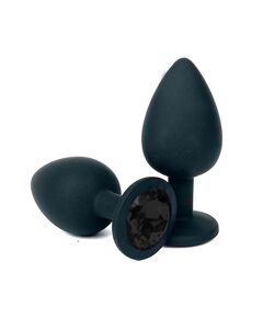 Анальная пробка черный силикон черная страза 7см/3см 