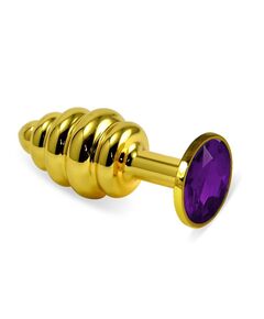 Анальная рельефная пробка с фиолетовым кристаллом, M 