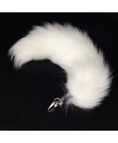 Анальная пробка с белым хвостом, S 