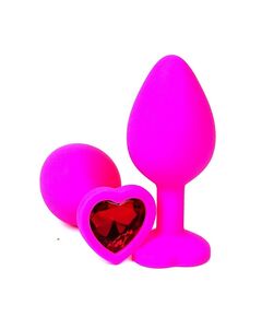 Анальная пробка розовый силикон красная страза 7см/2,8см 