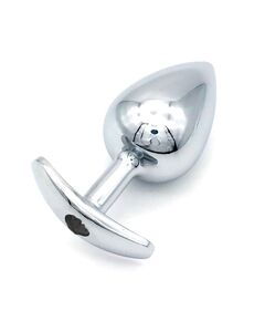 Анальная пробка для ношения серебро метал черная страза 9см/4,2см 