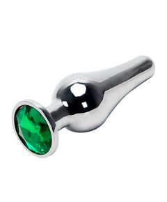 Анальная страза вытянутая серебро метал зеленая страза 13см/4,2см 