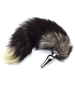 Анальная пробка S с серым хвостом 40 см 