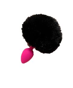 Силиконовая пробка с черный хвостиком зайки S 