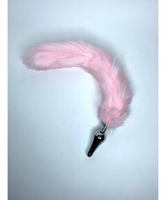 Розовый хвост 40см с серебряной пробкой 3.4см 