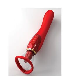 Двухсторонний вибростимулятор с помпой и двигающимся язычком «Ultimate Pleasure 24k Gold Luxury Edit 