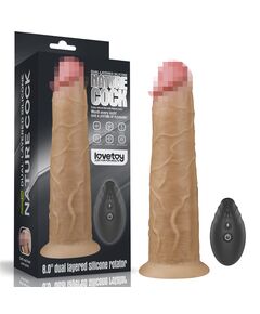 Фаллоимитатор с вибрацией и ротацией 8.0'' Dual Layered Platinum Silicone Rotator 