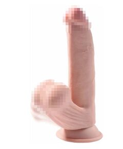 Фаллоимитатор на присоске King Cock Plus 8 Triple Density с подвижной мошонкой 