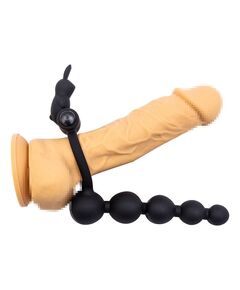 КОЛЬЦО ЭРЕКЦИОННОЕ С АНАЛЬНЫМ СТИМУЛЯТОРОМ И С ВИБРАЦИЕЙ цвет чёрный 