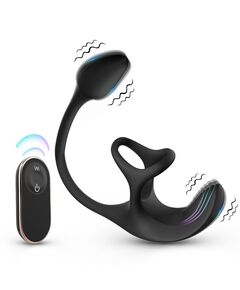 Эрекционное кольцо с вибрацией и анальной пробкой "Cradle of devil-rct" 