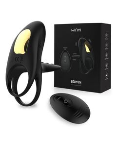 Черное эрекционное виброкольцо Edwin с пультом 