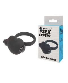КОЛЬЦО ЭРЕКЦИОННОЕ с вибрацией, цвет чёрный 