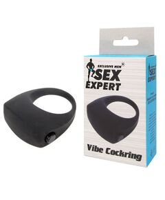 КОЛЬЦО ЭРЕКЦИОННОЕ с вибрацией, цвет чёрный 