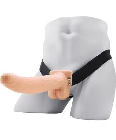 Телесный перезаряжаемый фаллопротез 9 Hollow Rechargeable Strap-on with Balls - 25,4 см 