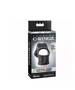 Насадка на член и мошонку Pipedream Rock Hard Ring & Ball-Stretcher, черная 