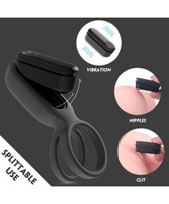 Эрекционное Виброкольцо с пультом "Squidward-RTC Black" 