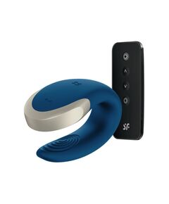 Парный вибратор Satisfyer Double Love с возможностью управления через пульт и приложение (голубой) 