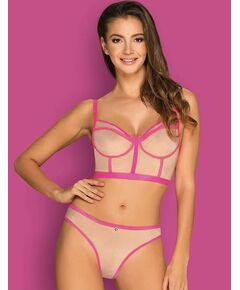 Сексуальный комплект Obsessive NUDELIA SET розовый L/XL, Выберите размер : L/XL 