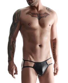 Трусы мужские wetlook черные открытые XXL 