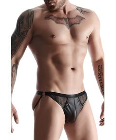 Трусы мужские черные с вставками из сетки и декоративными кольцами L 