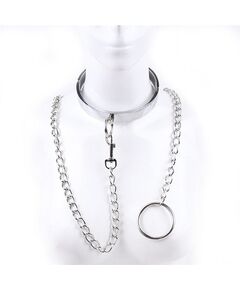 Металлический БДСМ ошейник с поводком 