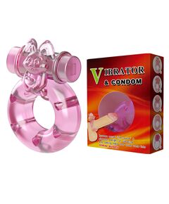 Розовое эрекционное кольцо с вибрацией Ring 