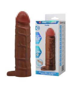 Насадка удлиняющая с подхватом под мошонку "Kaile", коричневая, 15 см 