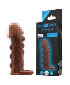 Насадка рельефная, удлиняющая с подхватом под мошонку, 14 см 