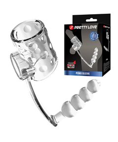 Эрекционное кольцо с анальной пробкой и подхватом под мошонку, прозрачный, 9,6 см 