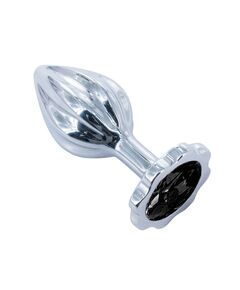 Анальная пробка рельефная с черной стразой, S 