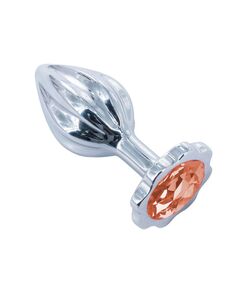 Анальная пробка рельефная с оранжевая стразой, M 