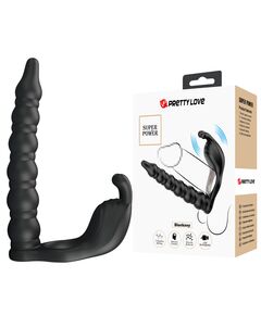 Насадка для двойного проникновения с вибрацией и стимуляцией клитора "Blackney", 19 см, черный 