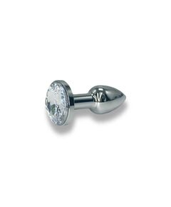 Анальная страза серебро метал кристальная страза 4,5см/1,8см, размер XXS 