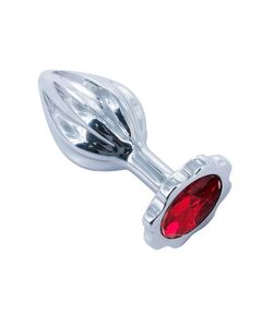 Анальная пробка рельефная с красной стразой, M 