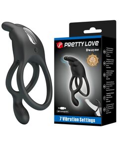 Эрекционное кольцо с вибрацией и клиторальным отростком "Seth" 