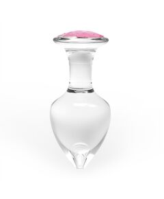 Анальная пробка из стекла с розовой стразой, S 