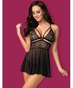 Бэби-долл 838 BAB 1 babydoll & thong black (L/XL), Выберите размер : L/XL 