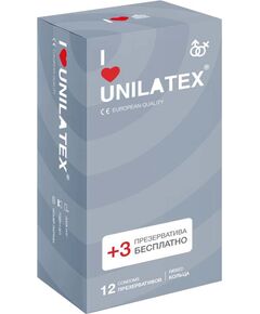 Презервативы ребристые Unilatex Ribbed, 12+3 шт 