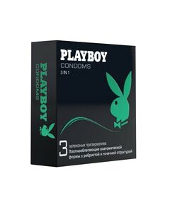 Ребристо-точечные презервативы Playboy 3 в 1, 3 шт 