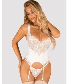 Белый кружевной корсет Obsessive AMOR BLANCO CORSET (L/XL), Выберите размер : L/XL 