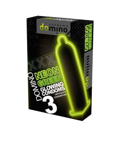 ПРЕЗЕРВАТИВЫ DOMINO NEON GREEN светящиеся 3штуки 