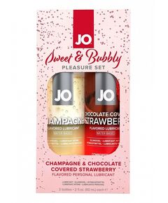 Набор из лубрикантов "JO": Шампанское/Champagne 60 mL + Клубника в шоколаде/Chocolate Covered Strawb 